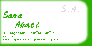 sara apati business card